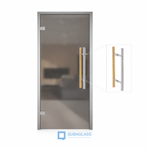 Drzwi szklane otwierane do sauny z ościeżnicą aluminiową brązowe