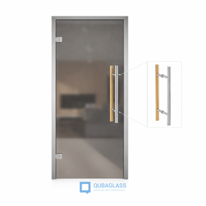 Drzwi szklane otwierane do sauny z ościeżnicą aluminiową grafitowe