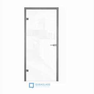 drzwi szklane otwierane do biura z ościeżnicą aluminiową szkło białe 