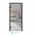 Skleněné otevírané dveře do kanceláře s hliníkovou zárubní matné černá zárubeň