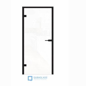 drzwi szklane otwierane z ościeżnicą aluminiową szkło białe futryna czarna