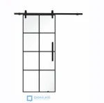 Skleněné posuvné dveře ROCK GLASS loftové černá rám příčky