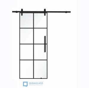 drzwi szklane przesuwne ROCK GLASS  LOFT loftowe czarna rama SZPROSY