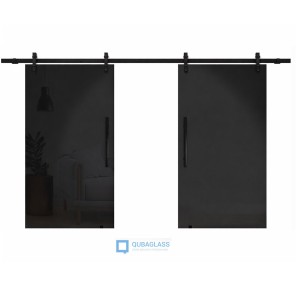 drzwi szklane przesuwne ROCK GLASS  podwójne czarne