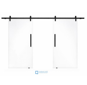 drzwi szklane przesuwne ROCK GLASS  podwójne białe