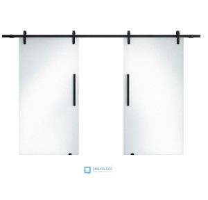 drzwi szklane przesuwne ROCK GLASS  podwójne matowe