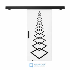 drzwi szklane przesuwne przesuwane Design-Lux czarny wzór GRAF/006B 