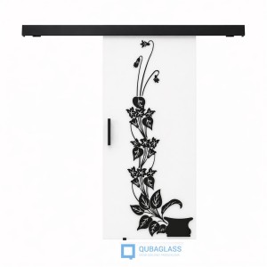 drzwi szklane przesuwne przesuwane Design-Lux czarny wzór GRAF/009b