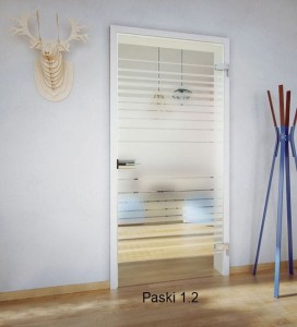 Skleněné otevírané dveře s pevnou zárubní vzor proužky 1.2