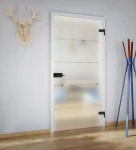Skleněné otevírané dveře s nastavitelnou zárubní TOP vzor pruhy 1.1